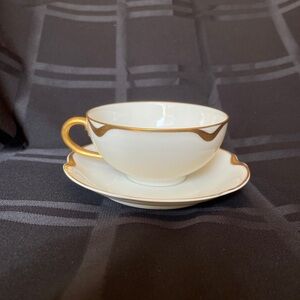 Haviland Silver Anniversary flat cup and saucer